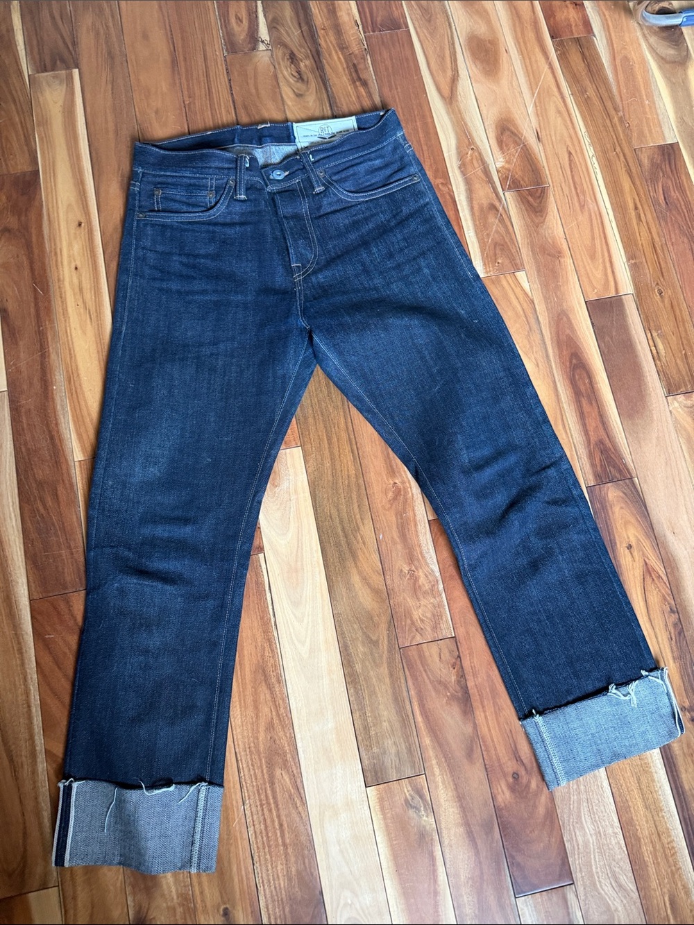 Rogue Territory Dark Indigo Button-Fly Raw Denim Jeans